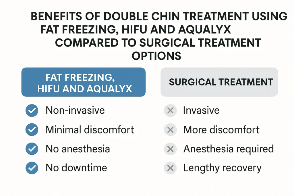 Graphic about the benefits of double chin treatment Blackheath - from LA LIPO