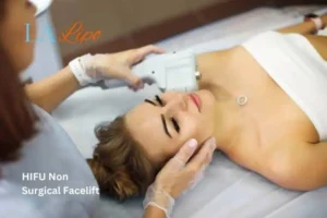 Woman having Hi-Fu to reduce wrinkles Blackheath.