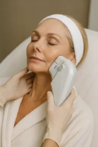 Woman receiving HIFU non surgical facelift treatment Blackheath